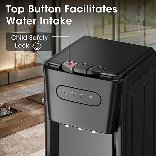 Miniatura 4 de Dispensador de enfriador de agua de carga inferior para botellas de 3 o 5 galones, dispensador de agua con boquillas calientes, habitación y frío