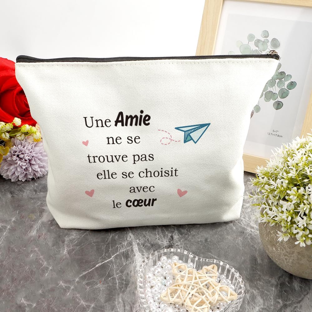 Best Friend Gift, Birthday Idea Original Useful Thank You Friendship Easter Christmas Valentine's Day Thanksgiving Gift for a Friend Women Girlfriend Makeup Bag, beige, Friend