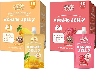 VOLO VERO Konjac Jelly Squeeze Pouch Healthy Snacks, Low Calories, Drinkable, 20 Packs, Gluten Free, 0 Sugar, Keto, Low Carb Vitamin C Mango and Lychee Fruit Sweet Flavor, Holiday Gifts
