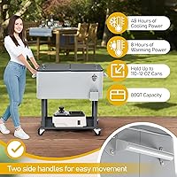 Vista 5 de Outvita Hielera Rodante de 80 Cuartos, Enfriador Portátil de Bebidas para Bar con Bandeja Colectora, Bandeja de Almacenamiento Inferior