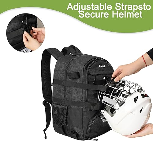 Miniatura 2 de Large Lacrosse Equipment Backpack with Two Sticks holder and Separate Cleats Compartment Field Hockey Bag