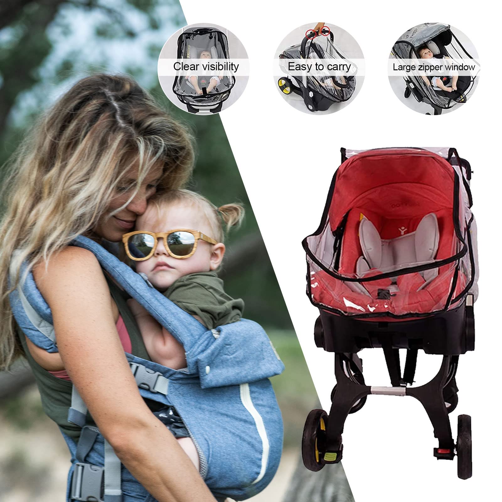 Housse De Pluie Et Vent Transparente Pour Poussette Bébé - Protection Complète, Facile à Installer
