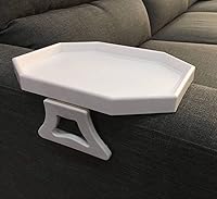 Vista 5 de Mesa con clip para brazo de sofá, bandeja para reposabrazos, soporte para bebidas/control remoto/refrigerios (plástico, negro)