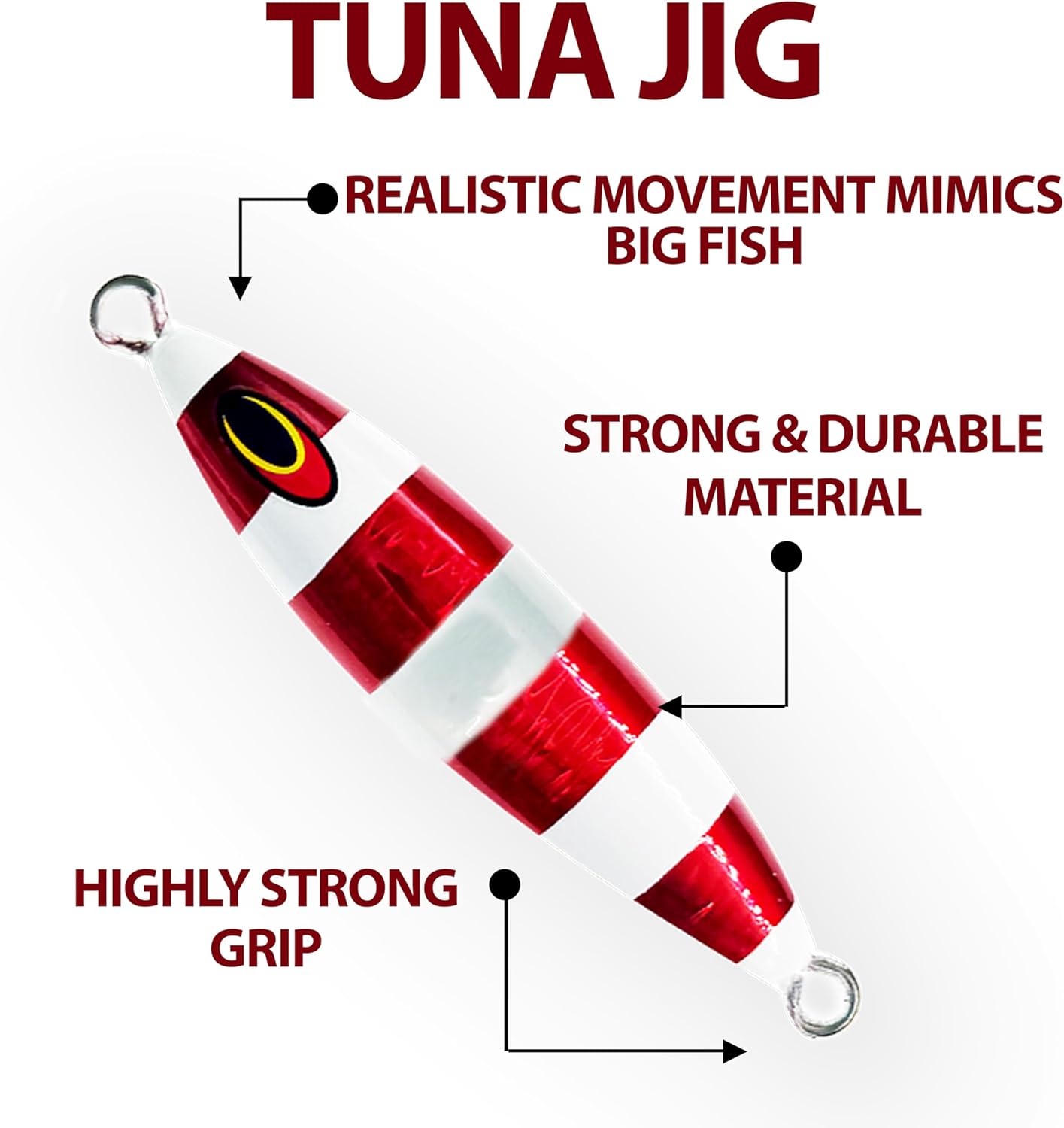 Tuna Jig 200g-600g, 6 Pcs Saltwater Fishing Lures in Rasta, Red, Red Zebra, Rainbow, Silver Zebra for Deep Sea Jigging, Ideal for Offshore Tuna & Saltwater Fishing, Combo C