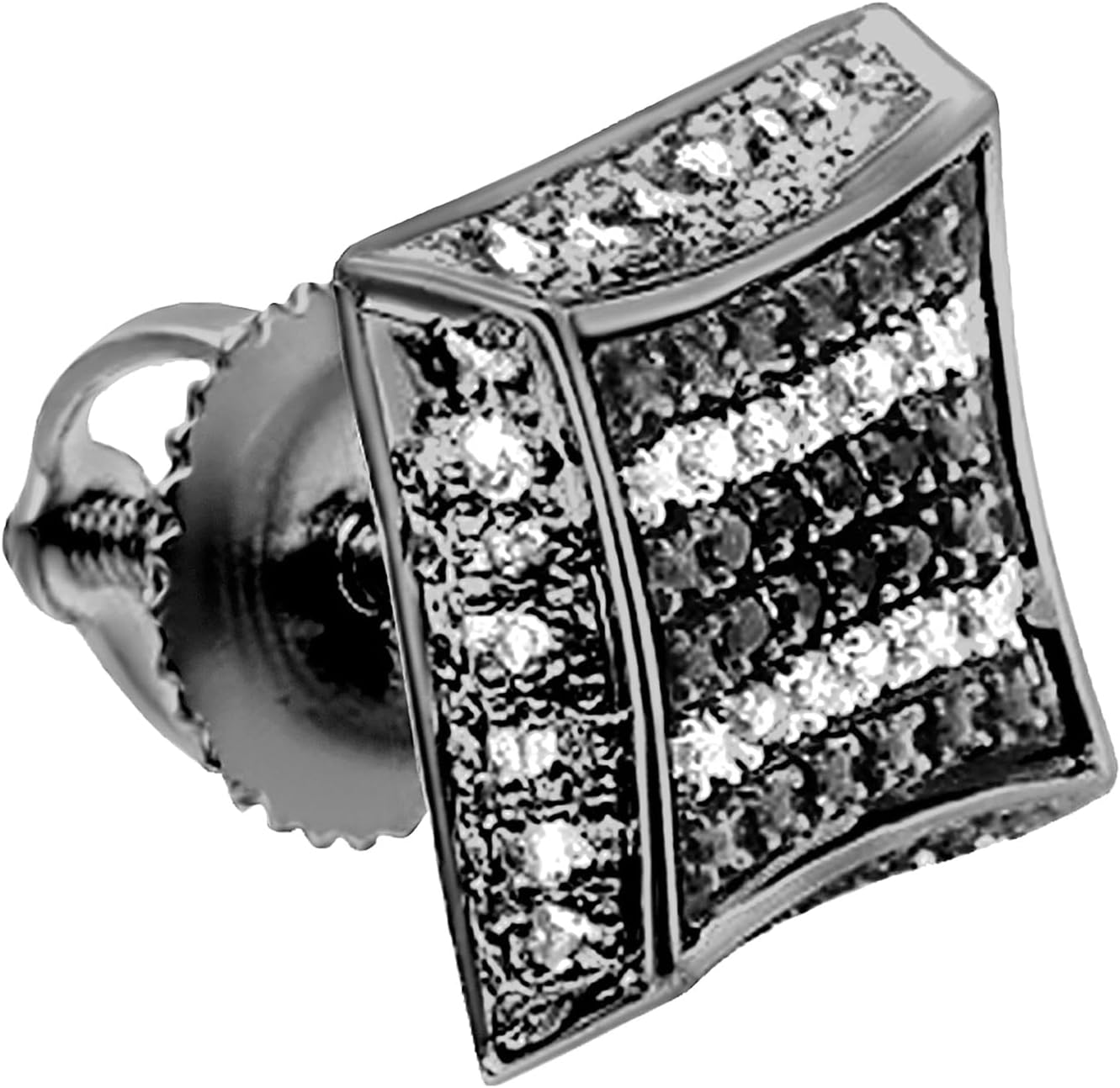 Dazzlingrock Collection 0.10 Ctw Round Black & White Diamond 9.5mm Kite Hip Hop Iced Out Studs in Black Plated Solid White Gold & Sterling Silver, Unisex Design Ladies,Mens Real Diamond Earrings