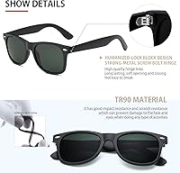 Vista 35 de FEIDUSUN Lentes de sol polarizados para hombre y mujer, lentes de sol retro negros para conducir, pescar, protección UV A01-negro mate/negro