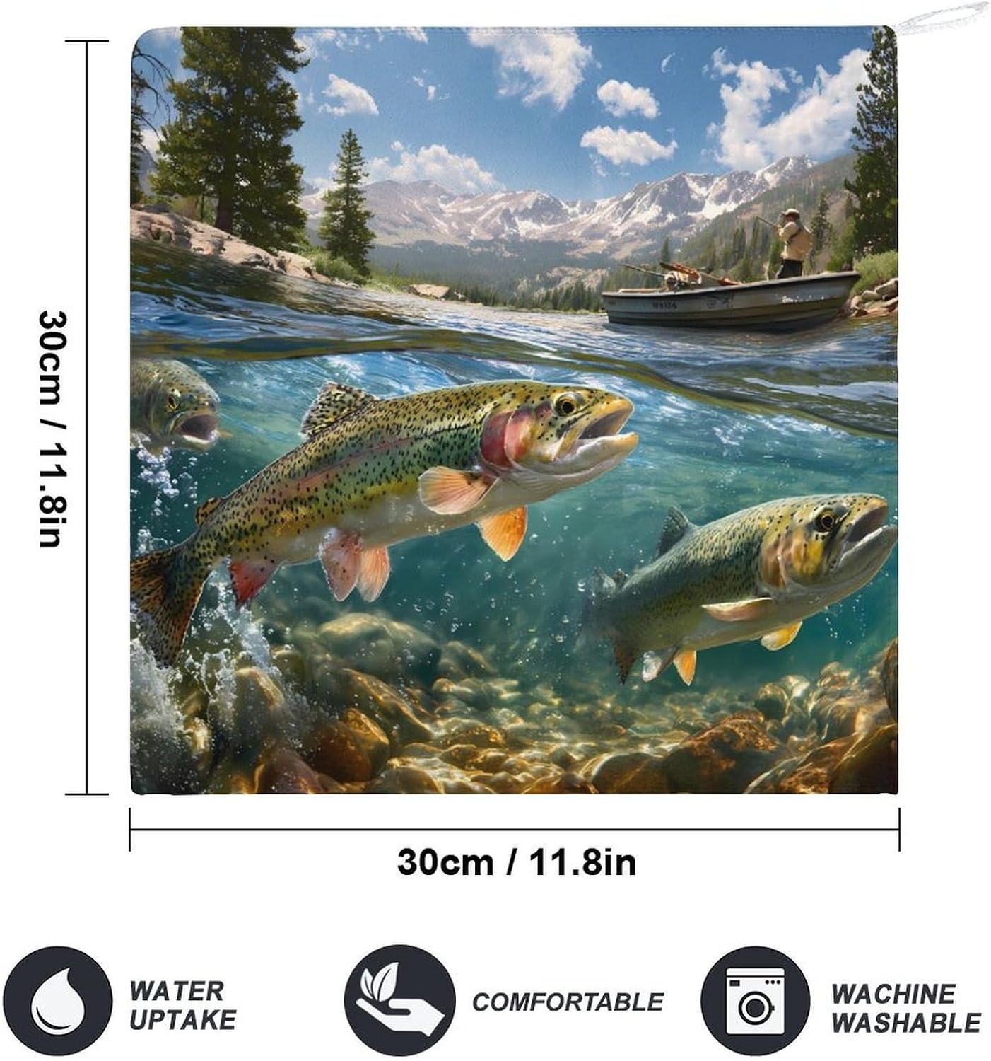 Trout Fish Hand Towels for Bathroom Handkerchief | Absorbent,with Hanging Loop,Kitchen Towels,for Home Hotel,Soft