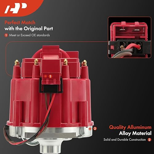 Miniatura 6 de A-Premium Distribuidor de encendido con tapa compatible con Chevy, GMC Vehicles - Bloque pequeño Gen I, bloque grande Mark IV - 8 cilindros 262 265
