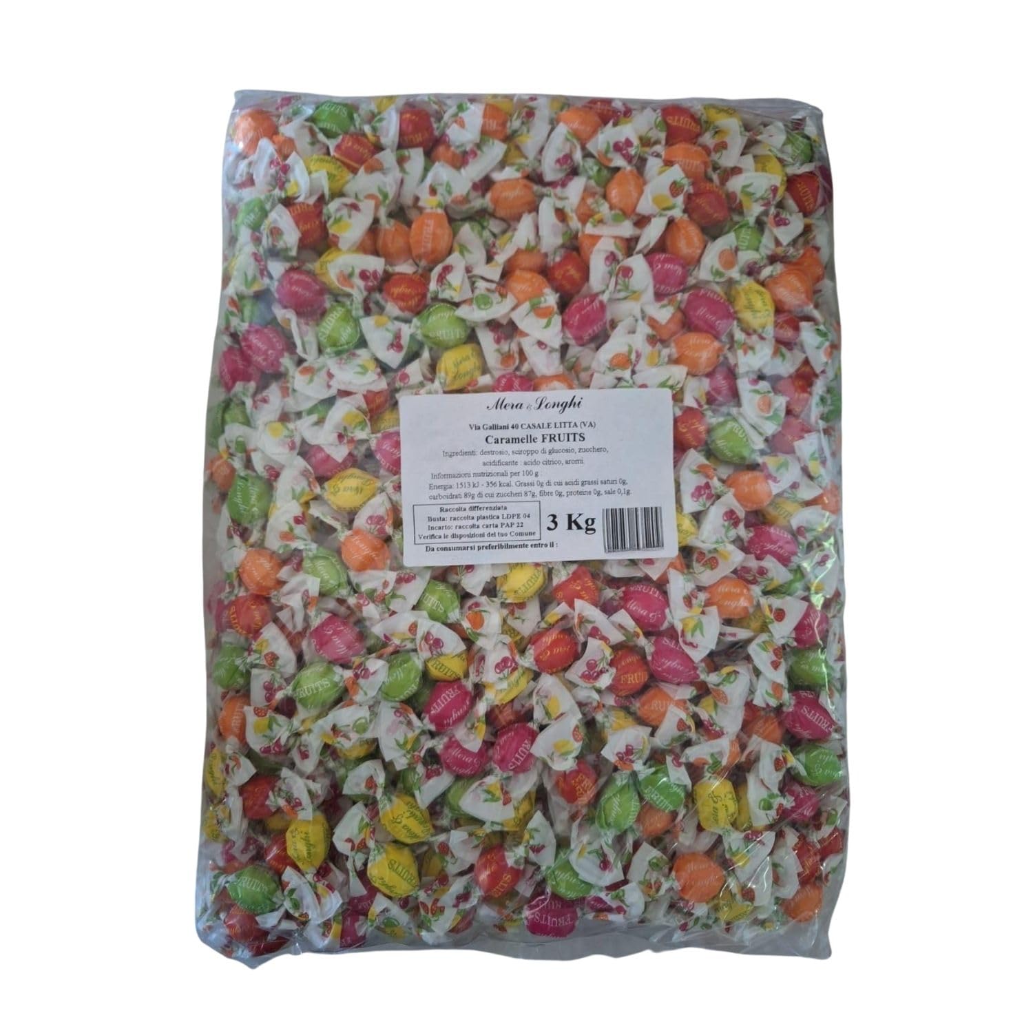 Mera & Longhi dal 1896 - CARAMELLE ZUCCHERATE FRUTTINI SICILIANI - Confezione da 3 Kg