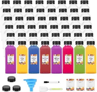 48Pcs 12 oz Empty Plastic Juice Bottles with Caps,Reusable Clear Homemade Water Bottles Containers with Black Tamper Evident Caps for Juicing, Smoothie, Milk,Drinking and Other Beverages
