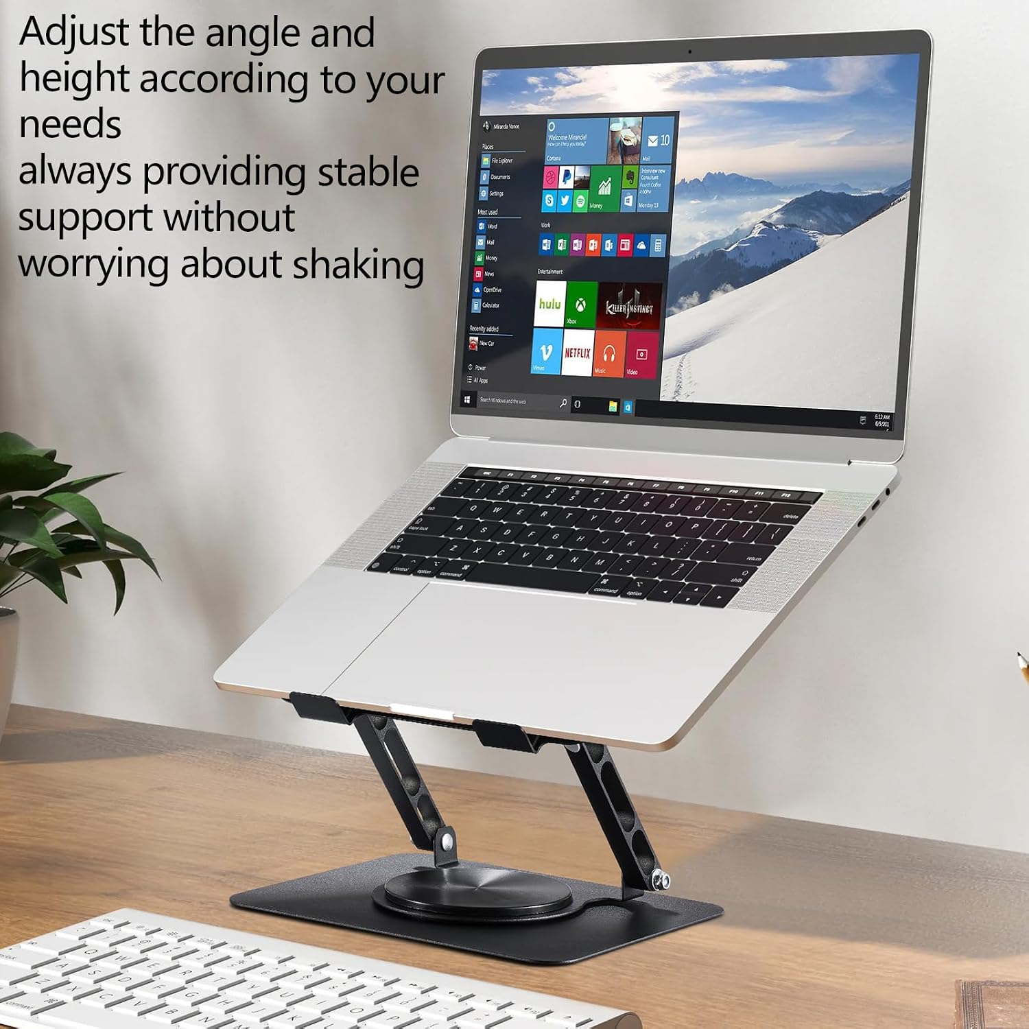 Laptop Stand for Desk Adjustable Computer Stand 360° Rotating with Hollow Ventilation Board Large Weight Capacity Laptop Riser Adjustable Height Laptop Stand for All 10" - 17'' Laptops