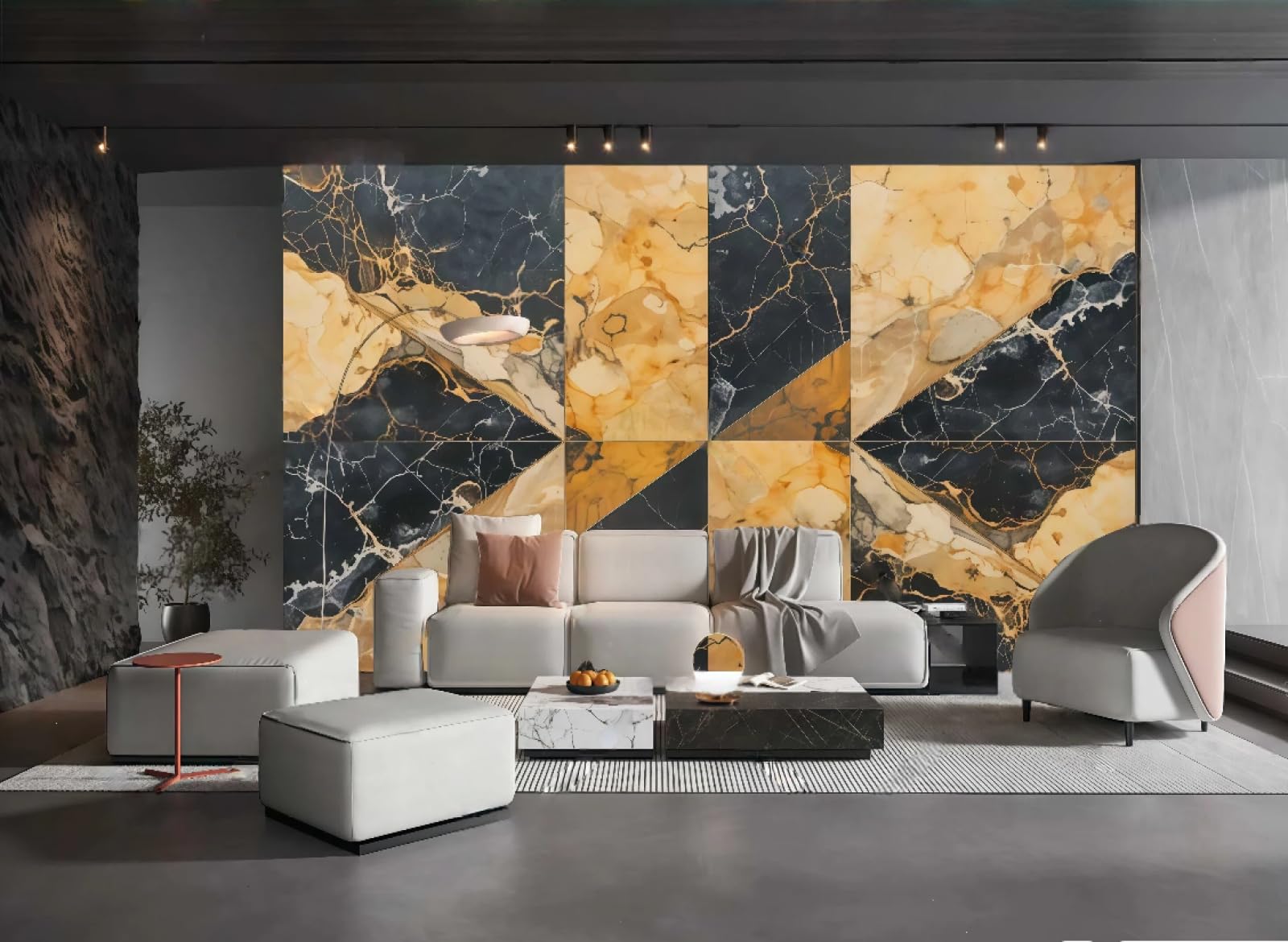 Papier peint texture marbre artistique pour habiller le fond de mur TV