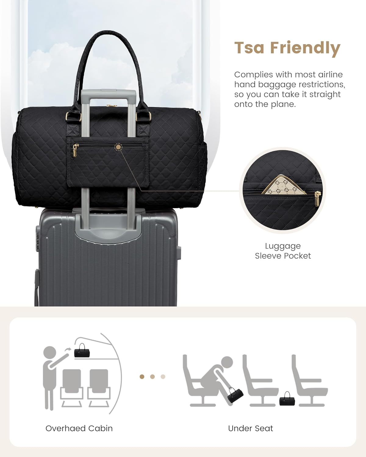 LOVEVOOK Travel Duffle Bag, Weekender Bag for Women with Toiletry Bag, Carry on Overnight Bag with Shoe Compartment, Gym Duffel Bag with Wet Pocket, Mommy Hospital Bags for Labor and Delivery - Image 6