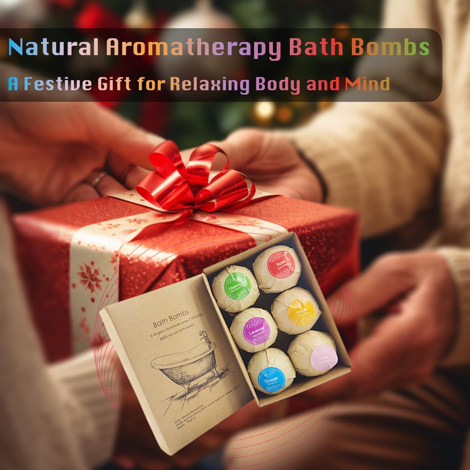 WYNK Bath Bombs Gift Set 6 Pack - Individually Wrapped Fizzy Bath Bombs with Floral Scent & Shea Butter for Soft Skin, Non-Staining Relaxing Aromatherapy Spa Bath - Image 4