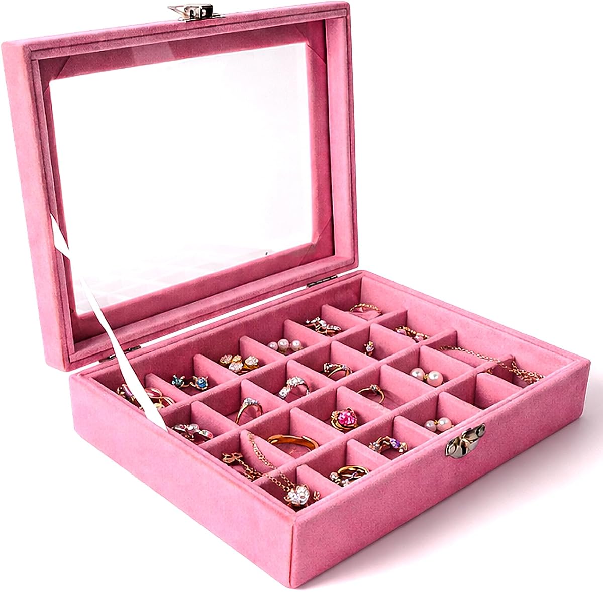 YLJMFH 24 Grid Jewelry Box Compatible with Pandora Jewelry,Earing Organizer Charm Holder Ring Display,Charm Organizer Box for Girls Wife Mom Women