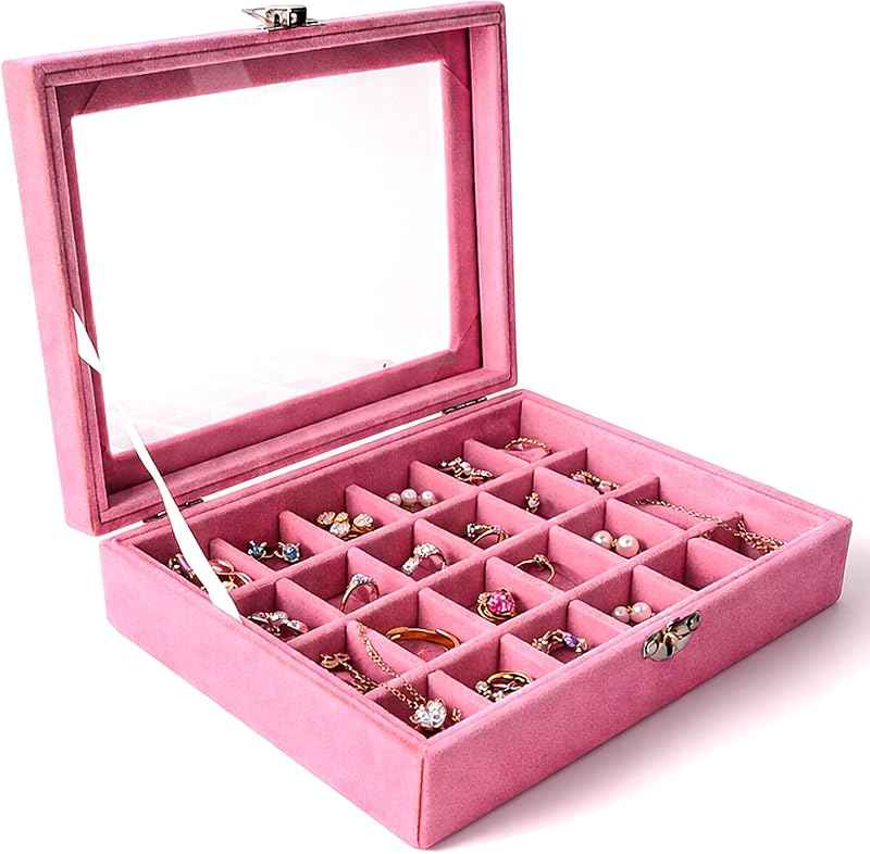 YLJMFH 24 Grid Jewelry Box Compatible with Pandora Jewelry,Earing Organizer Charm Holder Ring Display,Charm Organizer Box for Girls Wife Mom Women
