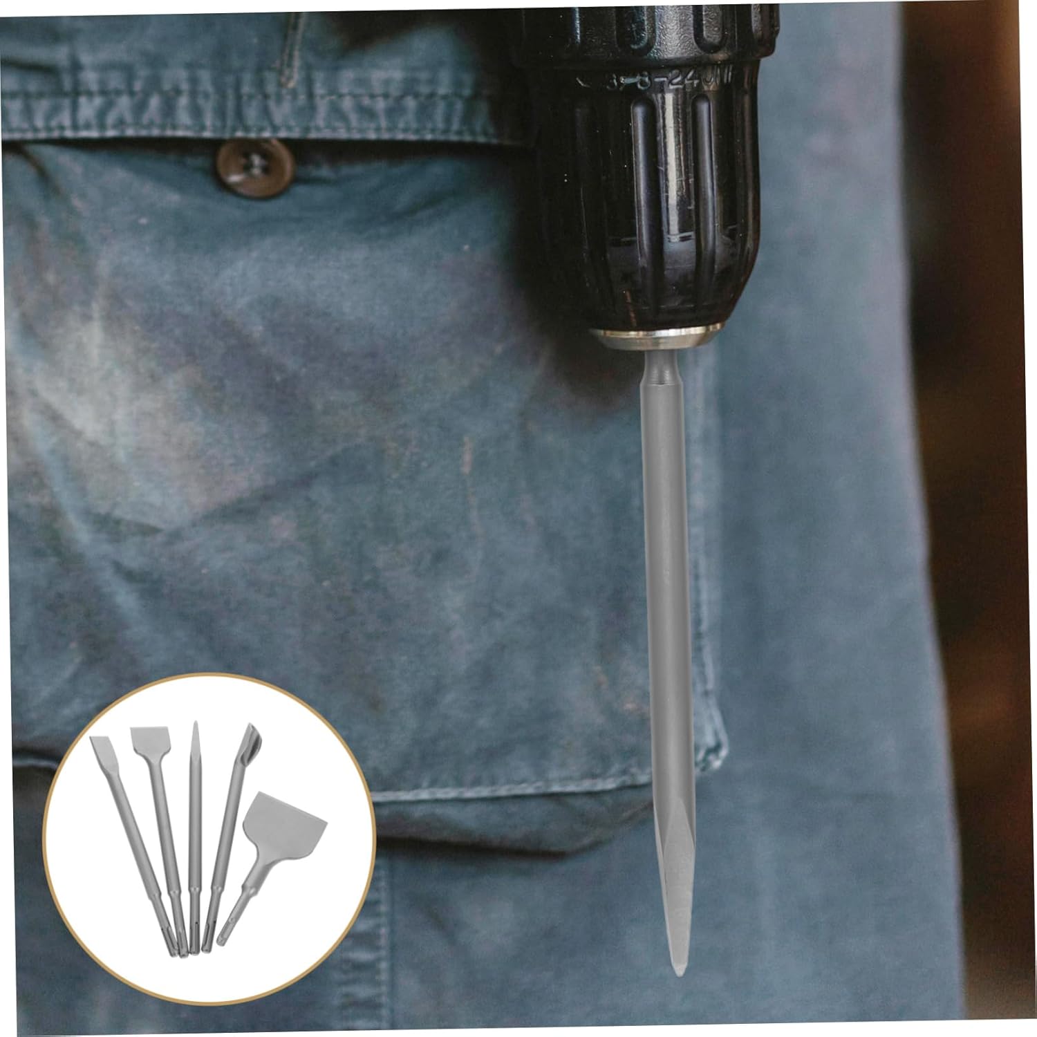 5pcs Chisel Masonry and Concrete Includes Tile Wide Flat Point and U-Shaped Chisels for Efficient Chiseling Brick Cement and Stone