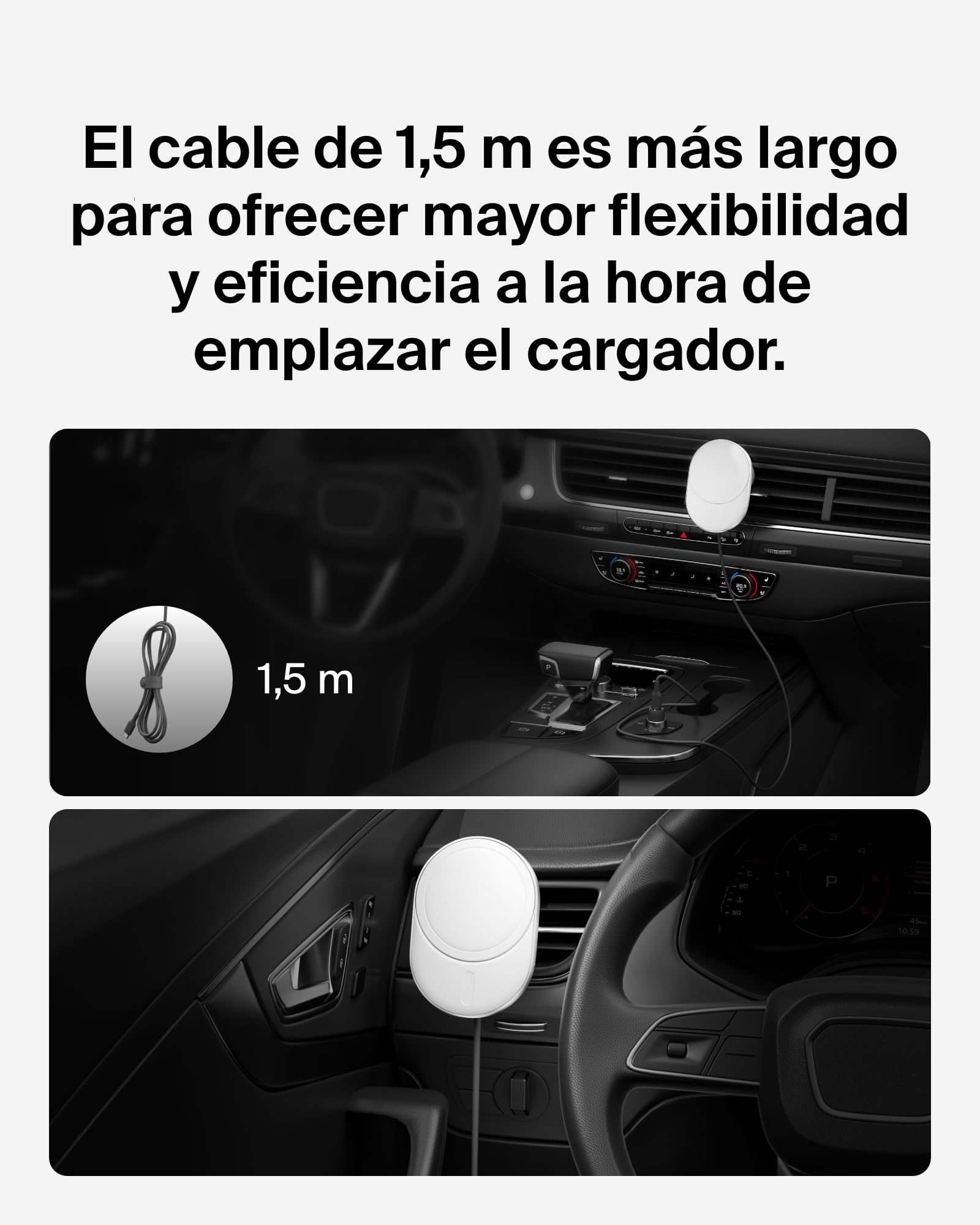 Belkin BoostCharge Pro Cargador Magnético Inalámbrico para Coche con Qi2 de 15W, Cargador Compatible con MagSafe para iPhone 17, iPhone Air, Adaptador de Corriente de 20W y Cable USB-C incluidos