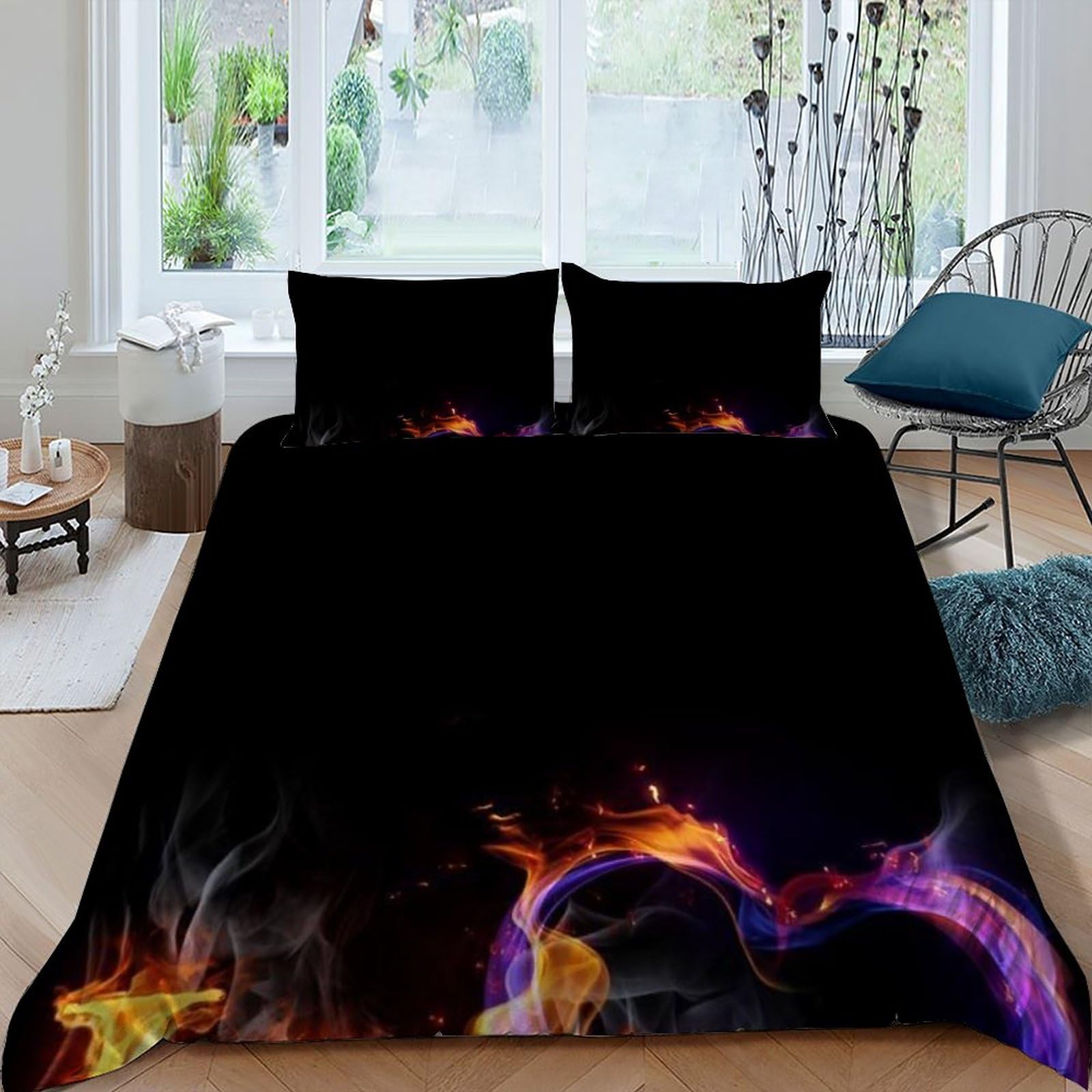 Parure de couette 220x240 infroissable en microfibre douce pour lit adulte