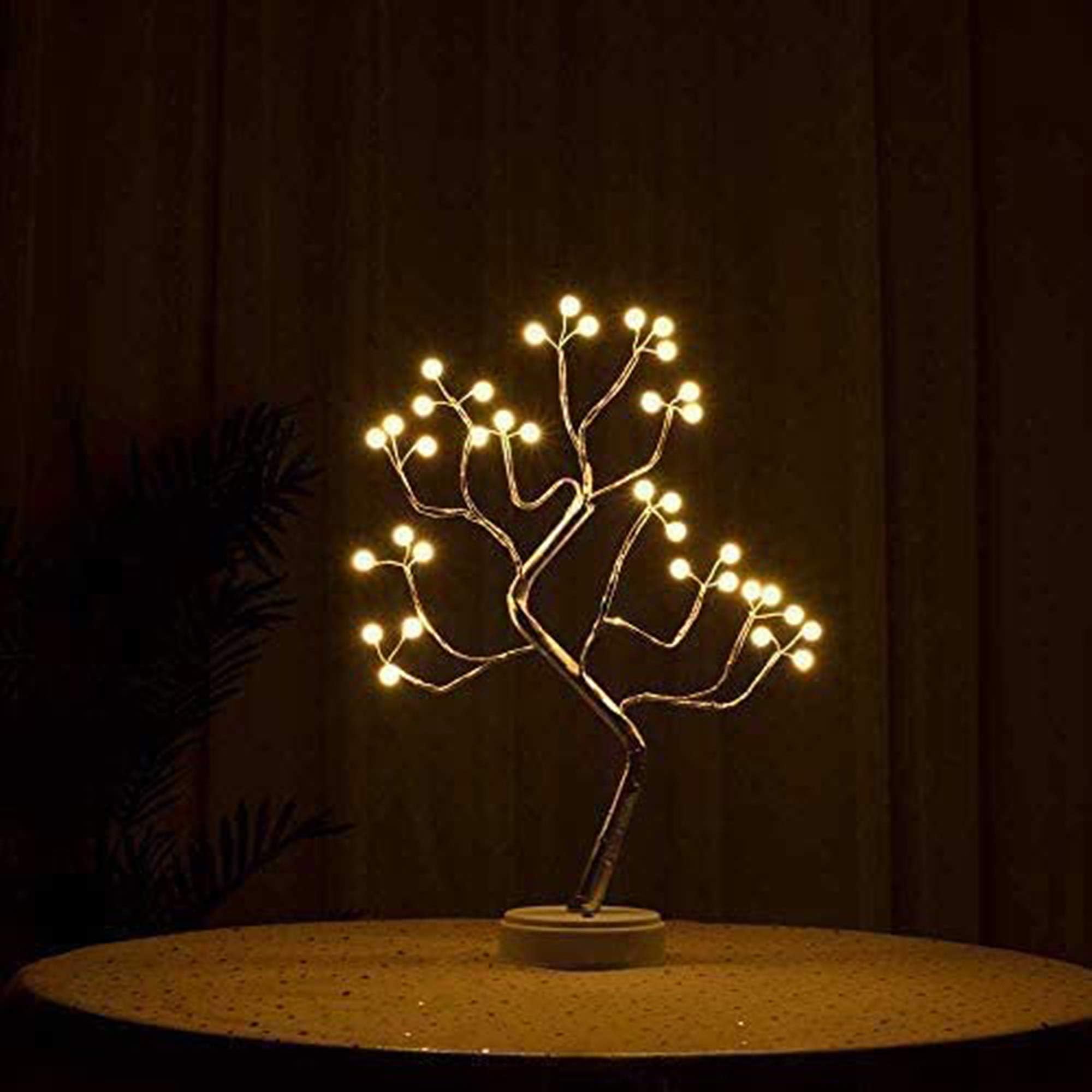 ALULA Lighted Tree LED Bonsai String Light Battery/USB Operated Tree Lights for Indoor Decoration and Gift-36Pearl,Gold Branches,Warm White