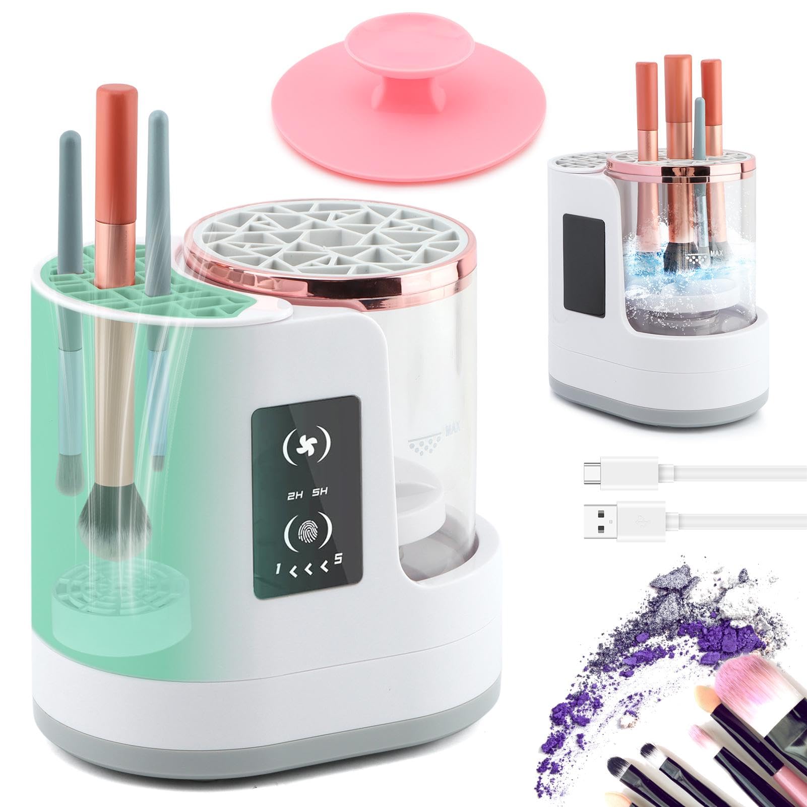 Photo 1 of ***MISSING PARTS***
Electric Makeup Brush Cleaner Machine, 3 in 1 Automatic Makeup Brush Cleaner with Brushes Dryer for Most Size Beauty Brushes Set(White,Size:6.8inch)