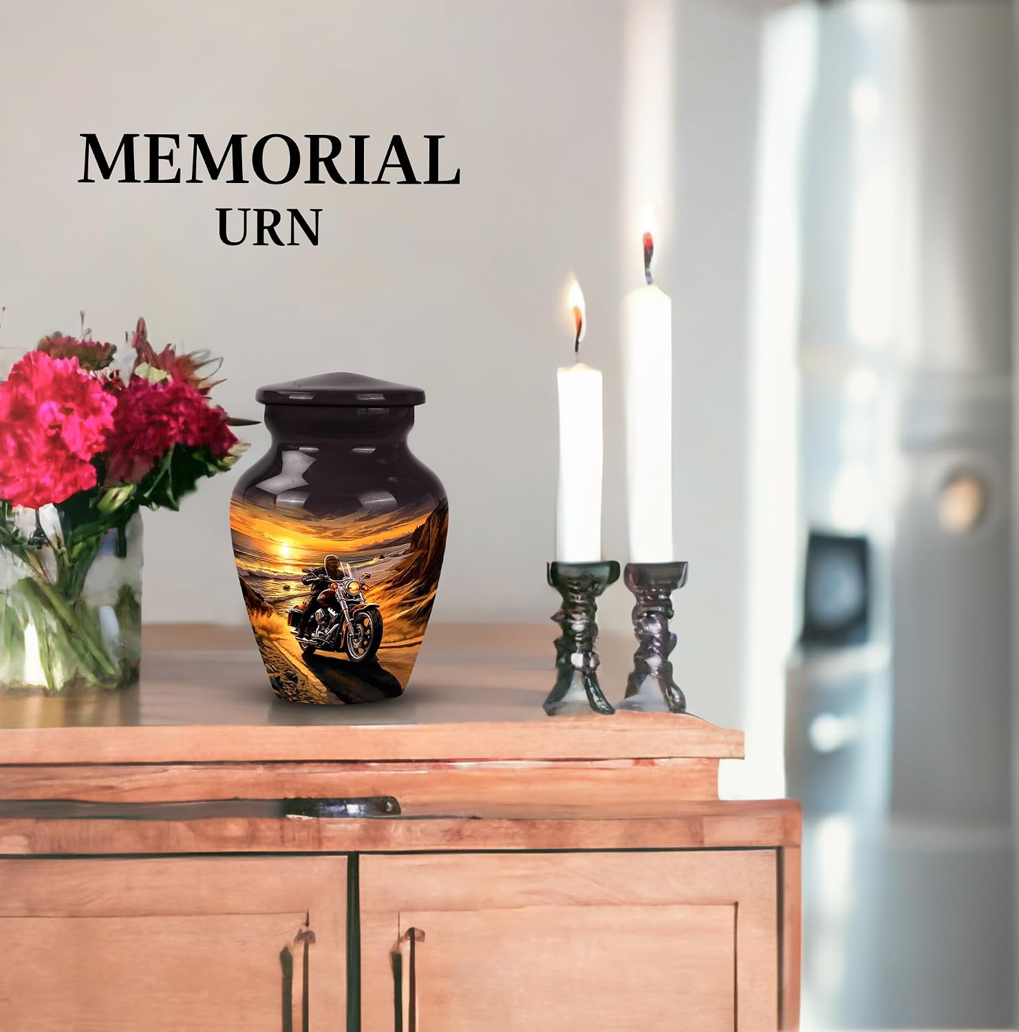 Motorcycle Mini Urn, 3 Inch Small Urn for Ashes, Cremation Urns for Adults