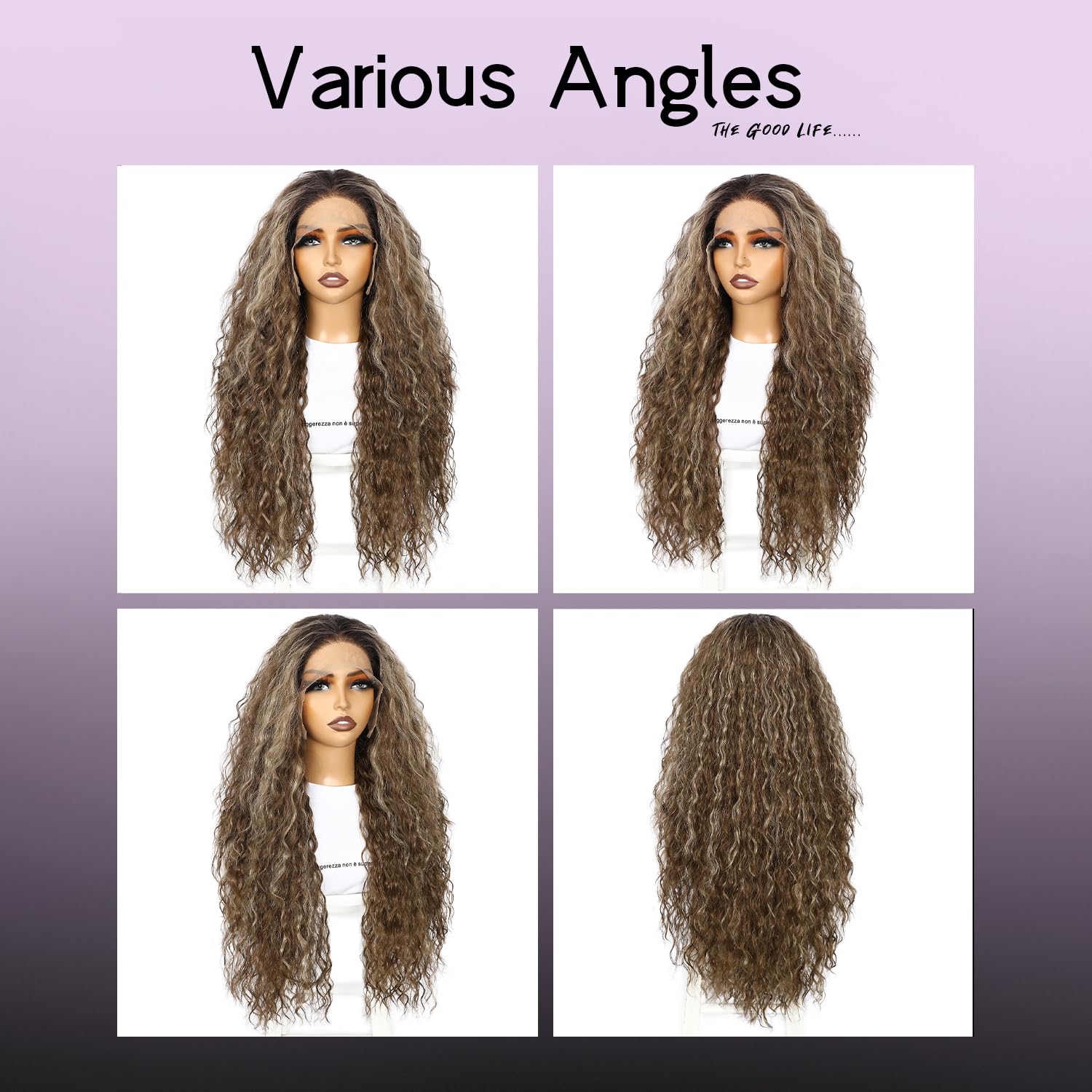SOMIARIK Long Brown Curly Lace Front Wig 13x3 Synthetic Lace Front Wig for Women Pre plucked with Single Bleached Knots Natural Looking Daily Wear Party Christmas Halloween Heat Resistant 26 inch - Image 3