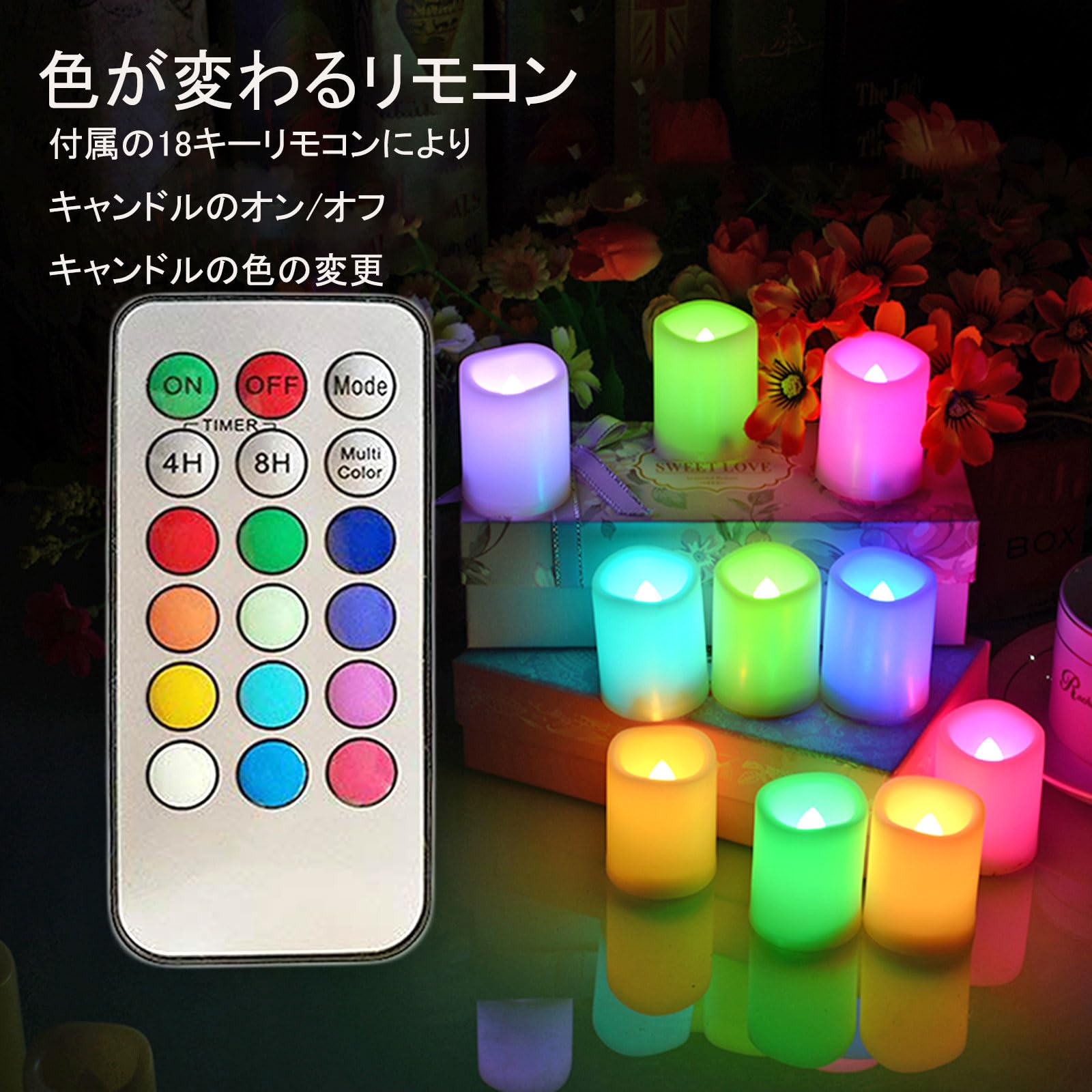 Amazon.co.jp : ledキャンドル ティーライト RGB 変色 電池式 蝋燭 