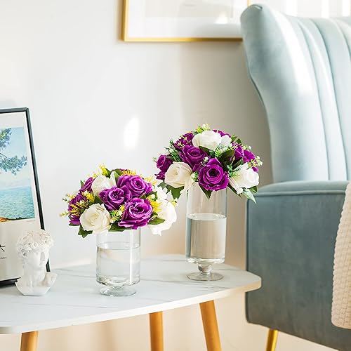 Miniatura 4 de Centros de mesa de flores para mesas de boda decoraciones de mesa de boda, bolas de flores moradas y blancas, centros de mesa para compromiso,