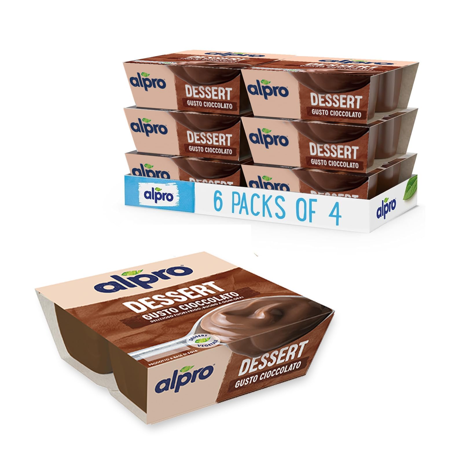 ALPRO DESSERT, al gusto CIOCCOLATO, Morbido e Goloso, Naturalmente Senza Lattosio - 6 confezioni da 4x125 g