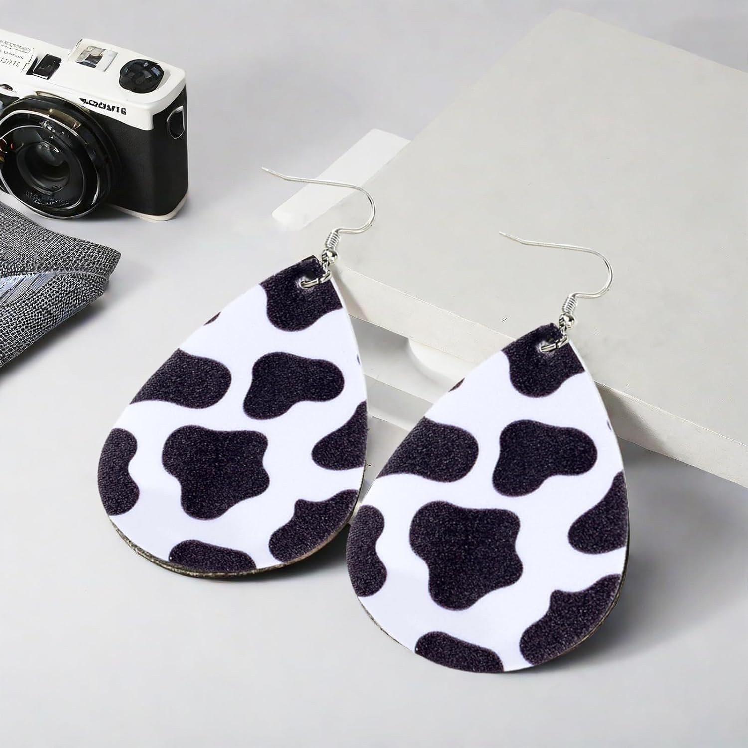 Cow Print Earrings for Women, Festive Dangle Black and White Earring, for Various Festivals Celebration Party, Trendy Cow Print Dangle Fun Hook, for Jewelry Outfits Accessories - Image 5
