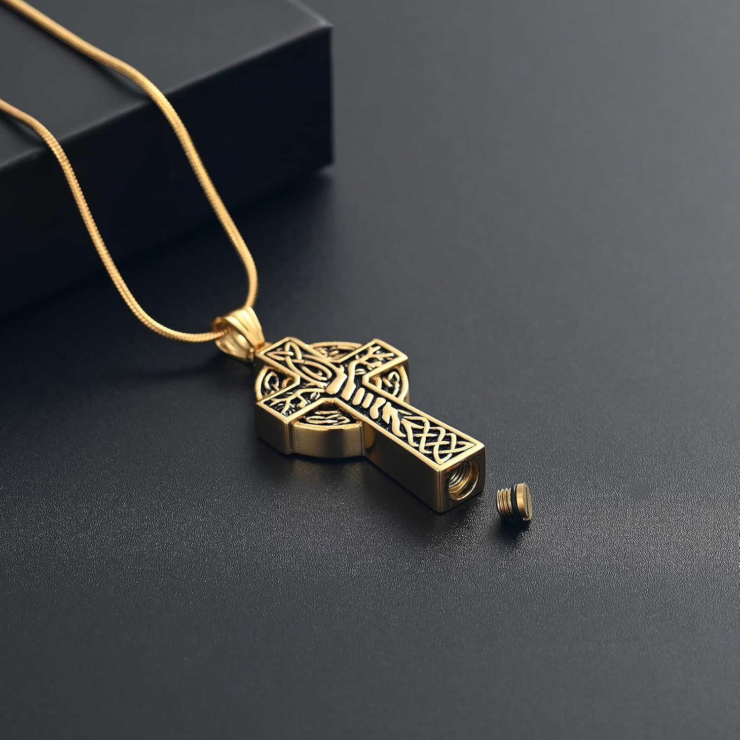 Cross Urn Necklace for Ashes for Men Celtic Knot Cremation Jewelry Keepsake Necklace Tree fo Life Memorial Pendant for Ashe Holder - Image 7