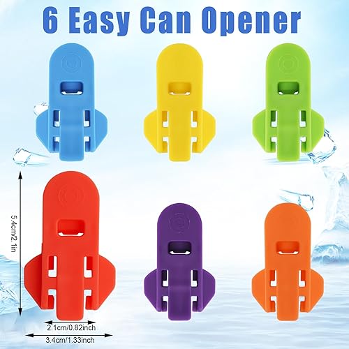 Miniatura 6 de Abrelatas manual fácil, paquete de 6 abrelatas de cerveza de soda colorida, abrelatas de plástico de alta calidad, abrelatas de latas para coca,
