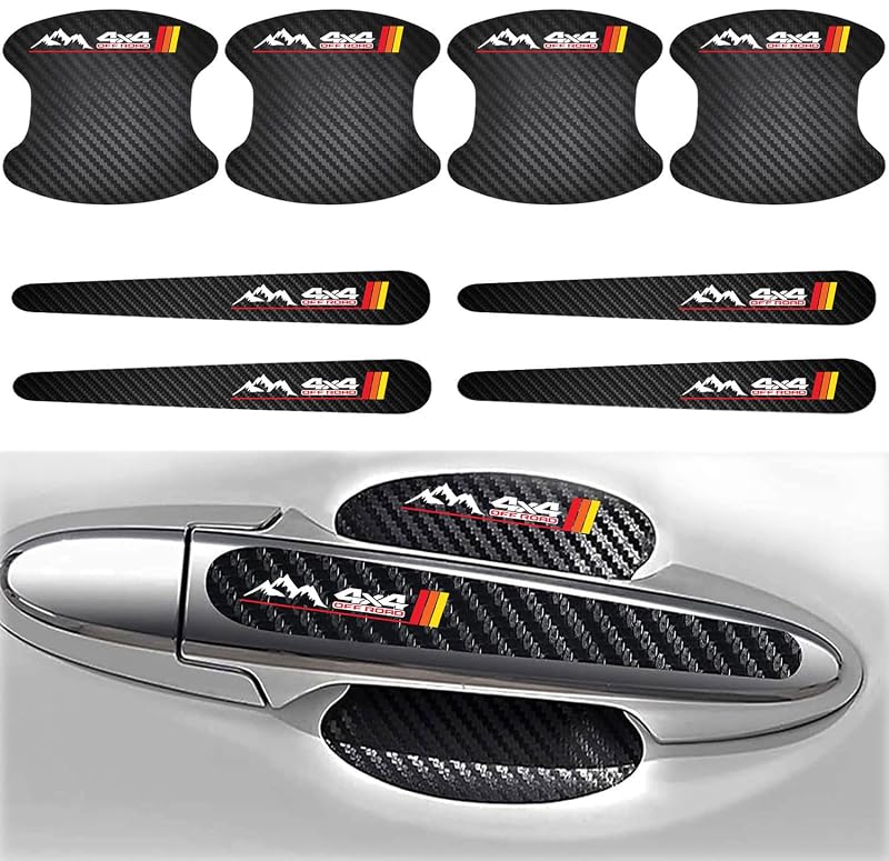 Kit com 8 protetores de maçaneta e cava da porta com textura de fibra de carbono Generic, compatível com série TRD TXWMWFT3S