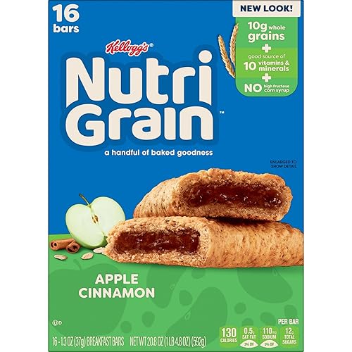Miniatura 11 de Barras de Cereales Kellogg 's Nutri-grain (paquete grande manzana, canela, 16 cajas, juego de 3)