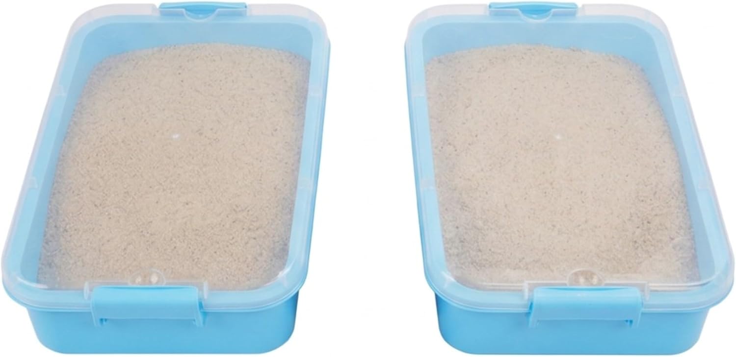 Relaxdays Sandpit with Lid, Set of 2, Plastic, H x W x D: 8 x 38 x 25 cm, Small Sand Box for Children, Indoor, Pink