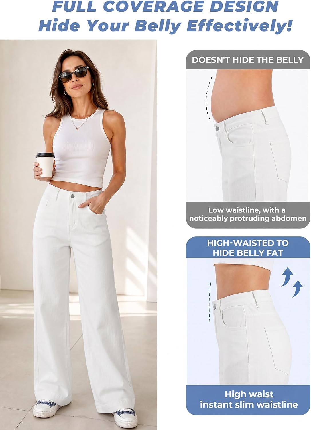 EMMIOL Women's 2026 Wide Leg Jeans Distress High Waist Stretchy Baggy Denim Pants Trousers Clothing