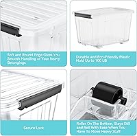 Vista 4 de Nazhura 72 Quart Plastic Storage Bin, Stackable and Nestable Storage Boxes with Clear Lids and Secure Latching Buckles, Large Storage Container
