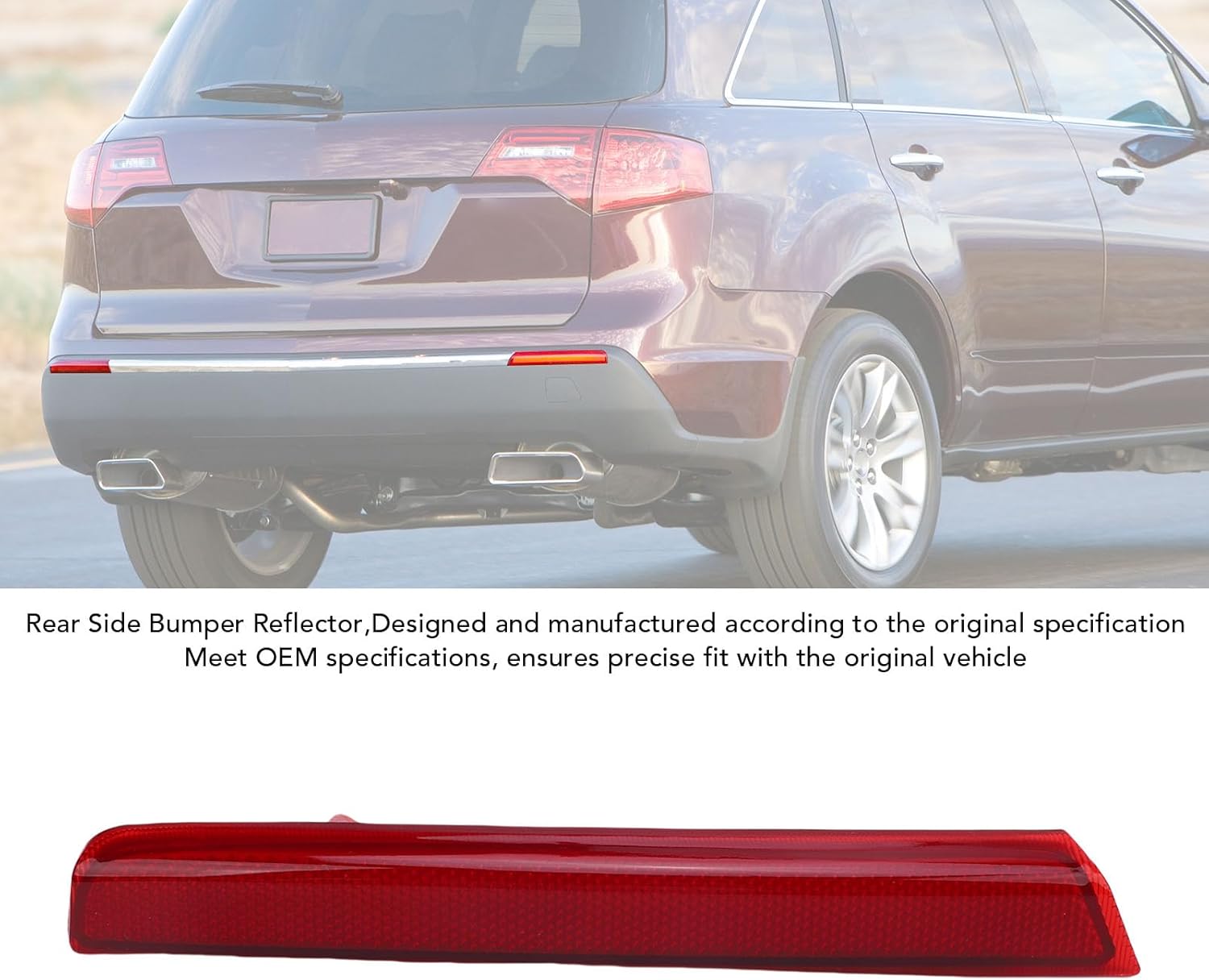 Rear Side Bumper Reflector ABS Red with OEM Design Easy Installation Enhanced Safety Replacement for MDX 2010-2013 (Driver Side 33555-STX-A11)