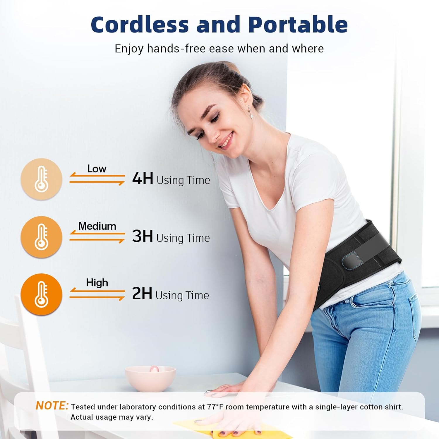 Comfytemp Cordless Heating Pad with Back Brace for Lower Back, FSA Eligible HSA Portable Wireless Wearable Heated Waist Belt, Rechargeable Lumbar Support Birthday Gift, 3 Heat 3 Timer, 52"(No Massage) - Image 2