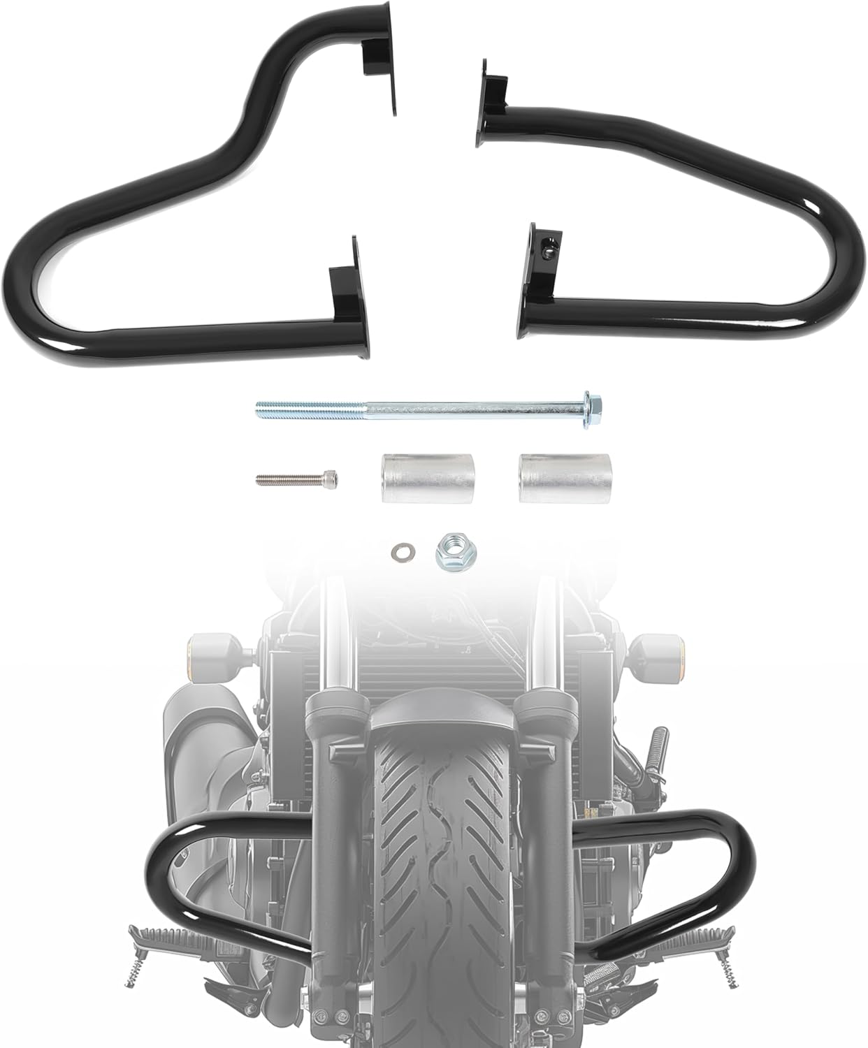 KUAFU Engine Guard Compatible with 2021-2024 Honda Rebel 1100 DCT CMX1100 CMX 1100 Highway Crash Bar Steel Powder Coated Black