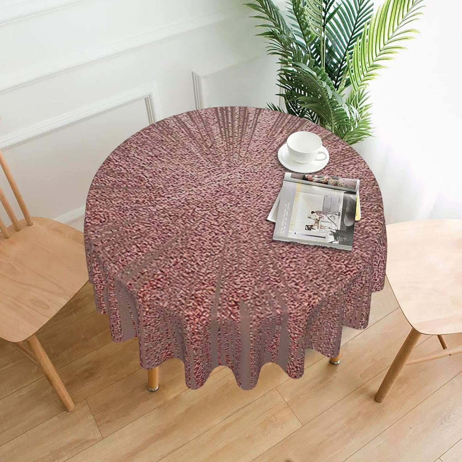 60 Inch Rose Gold Pinks Print Round Tablecloth,Decorative Table Cover for Weddings, Mothers Day, Outdoor BBQ