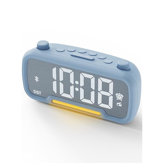 ROCAM Alarm Clock Radio for Bedrooms with Bluetooth Speaker, Auto Off Timer, Dimmer, Battery item