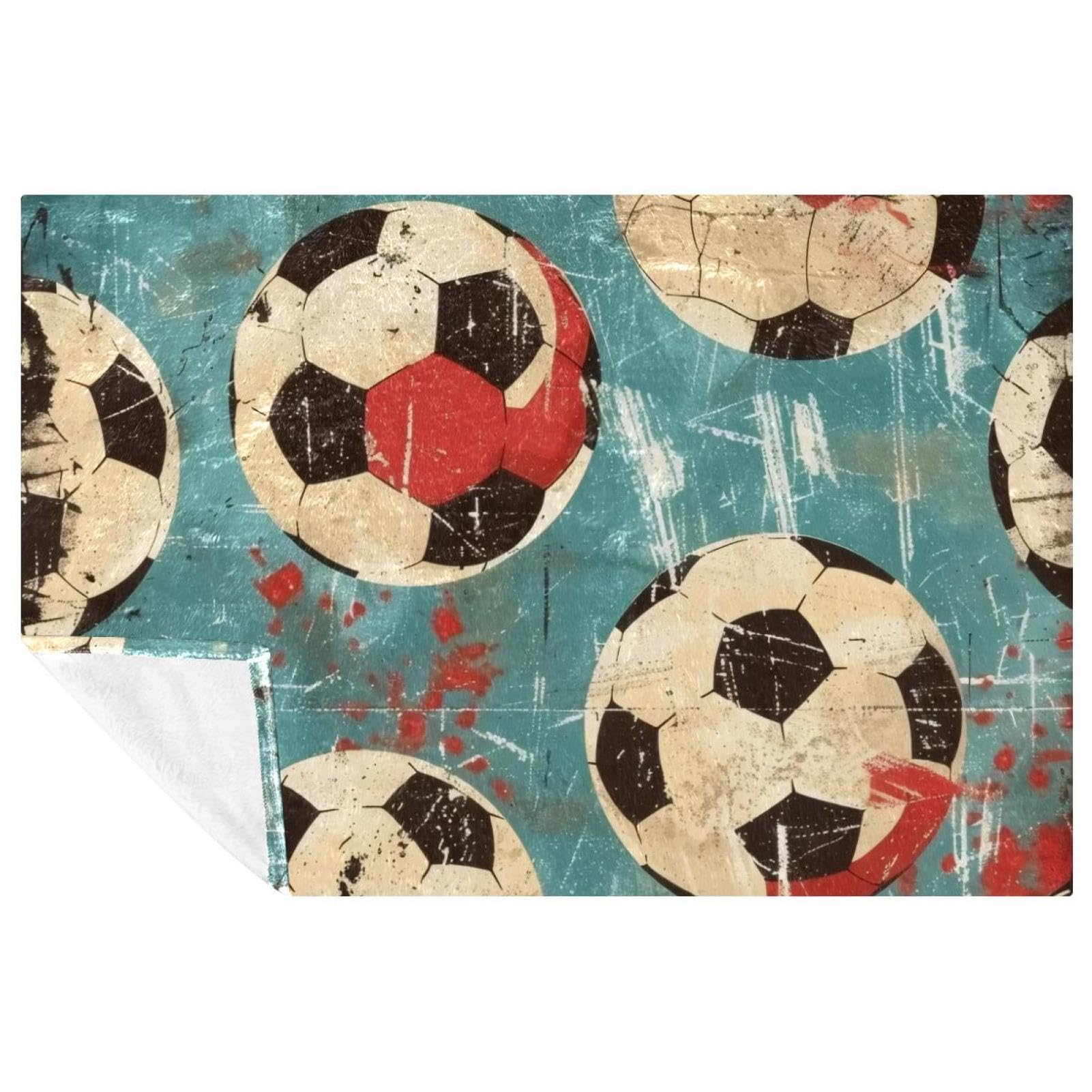 Couverture football grunge plaid douillet finitions soignées 150x100
