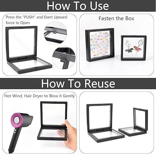 Miniatura 7 de Framendino, Paquete de 10 vitrinas flotantes 3D negras con marco flotante Challenge para exhibir monedas, soportes de exhibición flotante, caja de