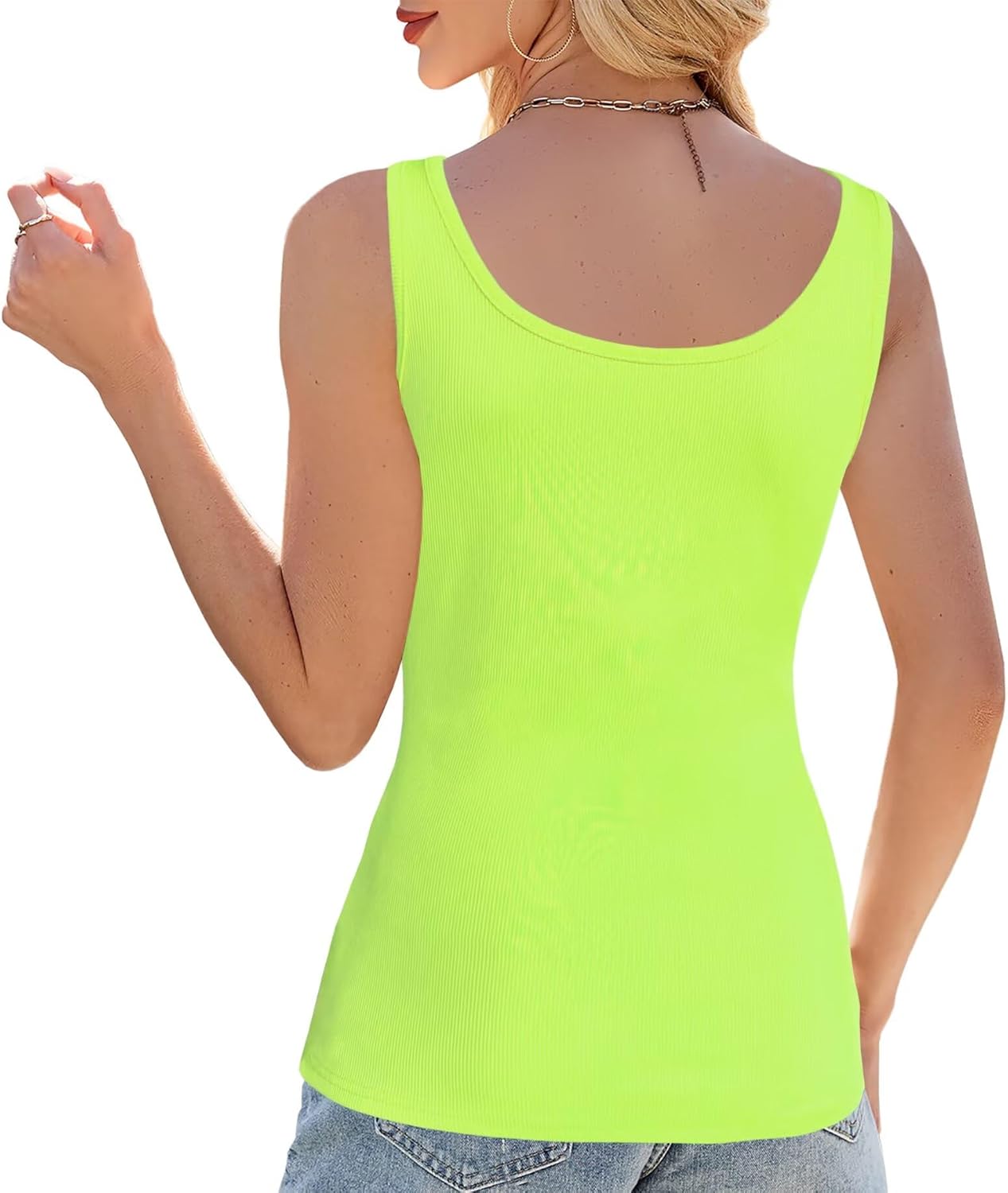 Afibi Women's Sleeveless Tank Top Form Fitted Scoop Neck Ribbed Knit Basic Cami Shirts - Image 5