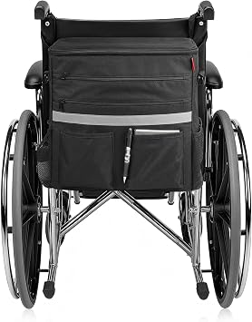 Wheelchair Bag - 600D Oxford Storage Organizer with Tablet Sleeve, Multiple Pockets & Reflective Strip, Detachable Strap