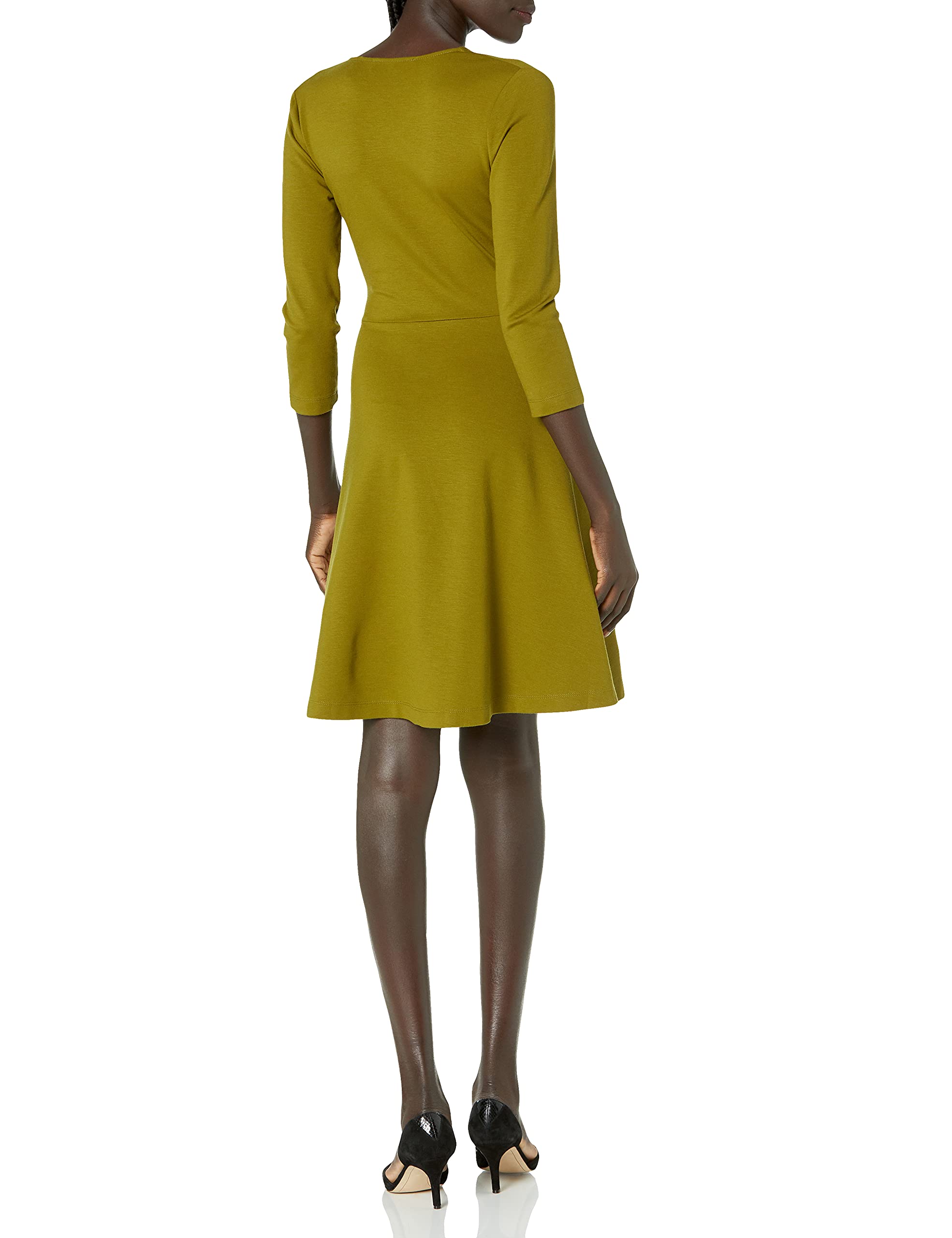 Lark & Ro Femme Robe Effet Cache-cœur à Manches 3/4