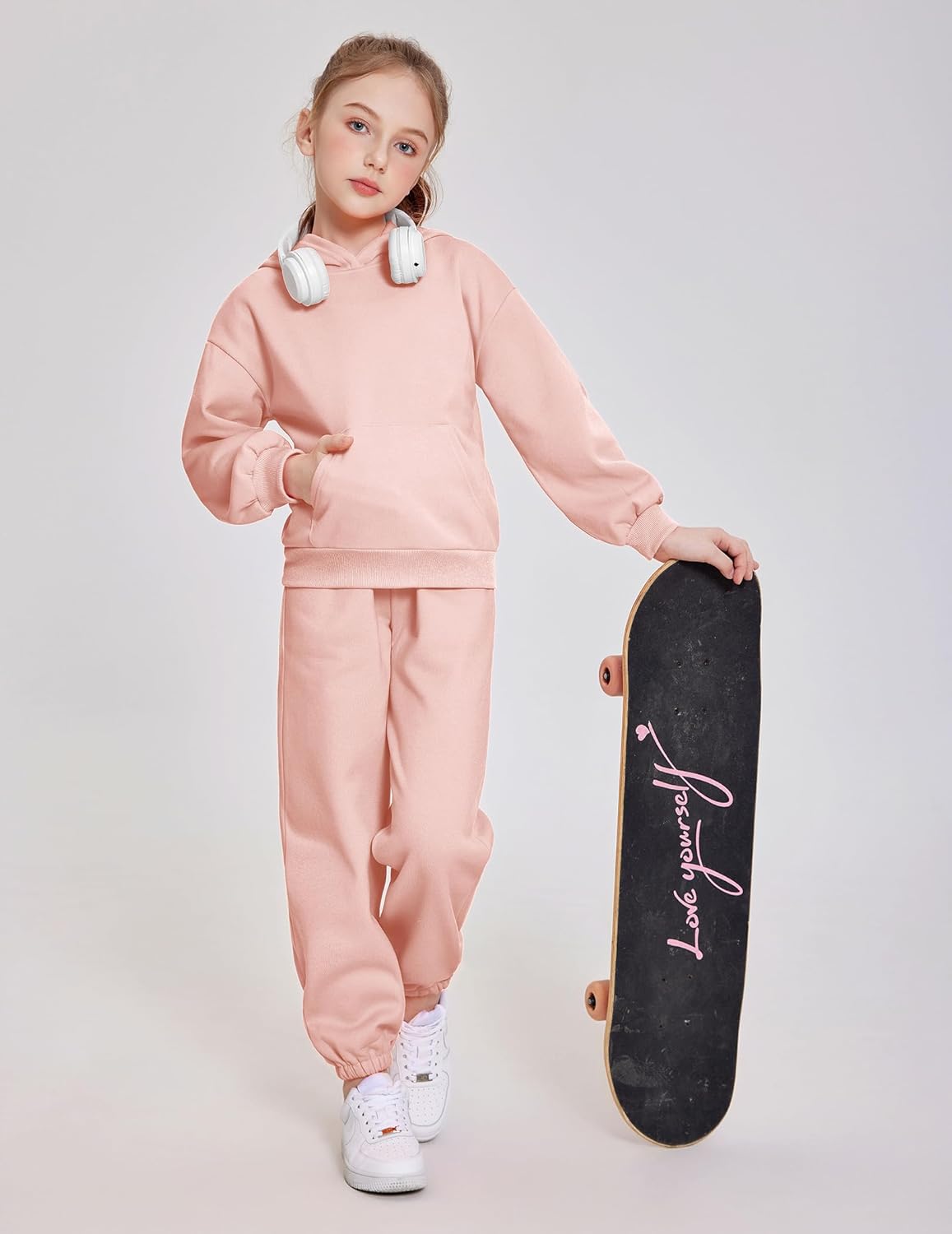 Arshinet Girls 2 Piece Outfits Hoodie Sweatsuit Sets Oversized Sweatshirt and Baggy Fall Fashion Sweatpant with Pockets - Image 3