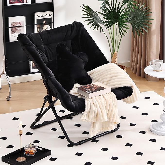 Sillón Lounge Plegable Redondo con Almohada Suave Peluche Ne miniatura 7